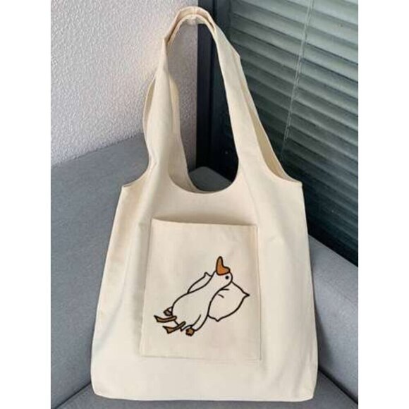 Fashionable And Versatile Duck Printed Women's Tote Bag School BagLarge Capacity - Picture 4 of 5